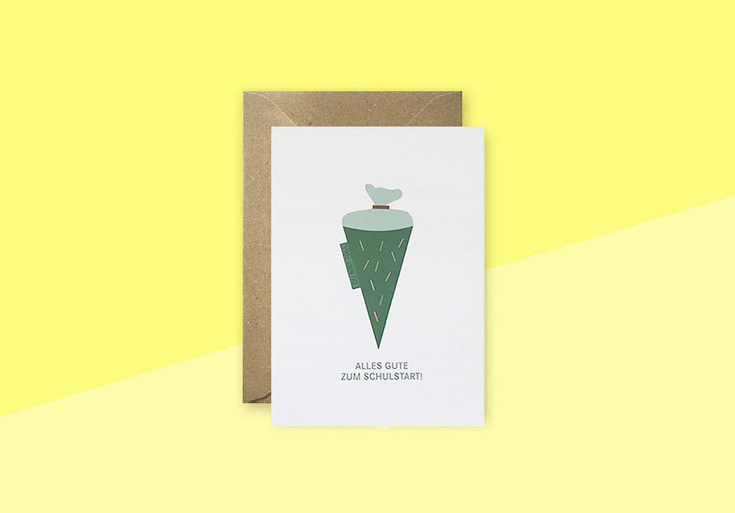 LINIENWERK - Greeting Card - Schulstart Green
