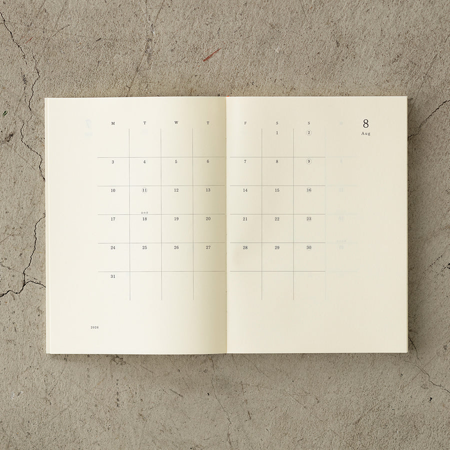 MIDORI - MD Notizbuch Kalender - A5 Thin 2026