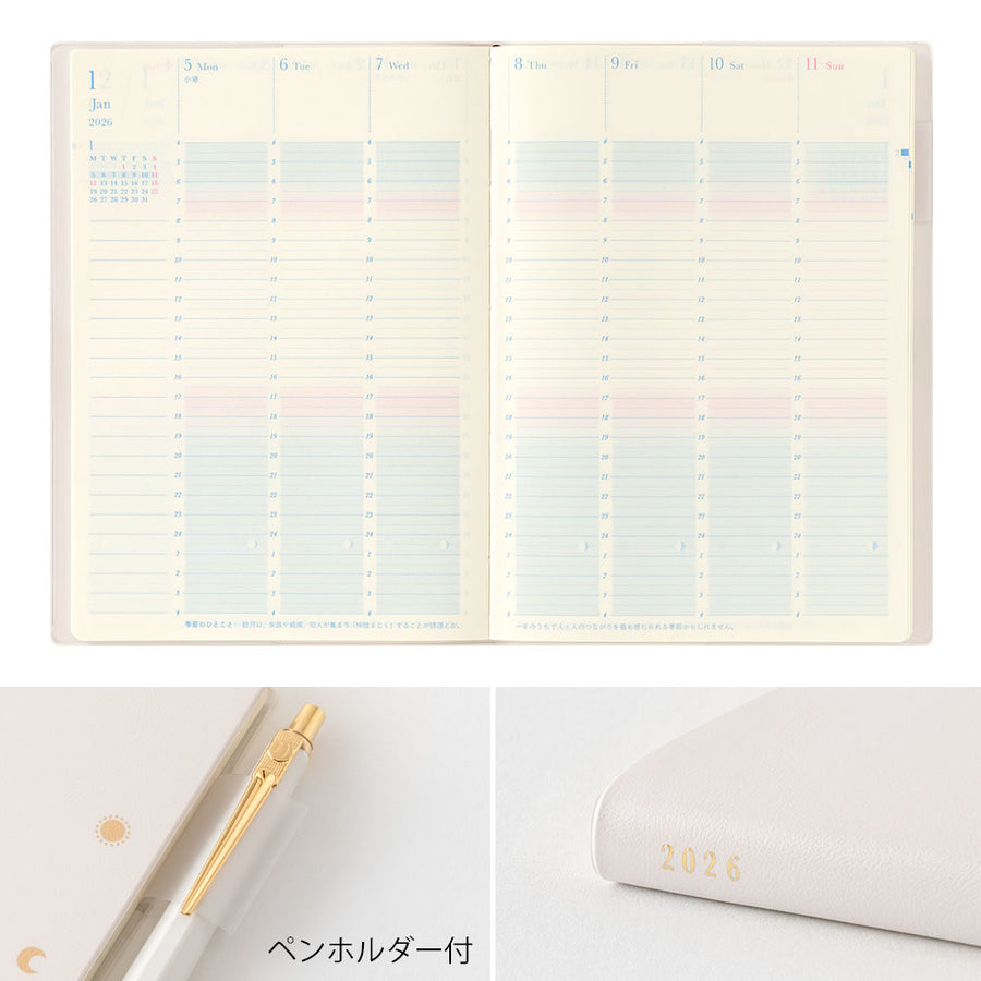 MIDORI - Gradiation Tagebuch 2026 - Day Length - B6 Elfenbein