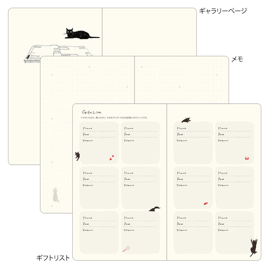 MIDORI - Book Style Kalender 2026 - B6 Variant Katze - Grau