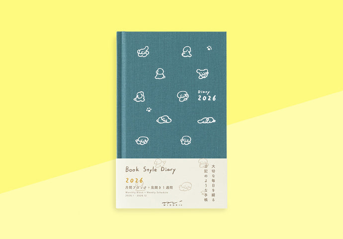 MIDORI - Book Style Kalender 2026 - B6 Variant Hund - Blau Grün
