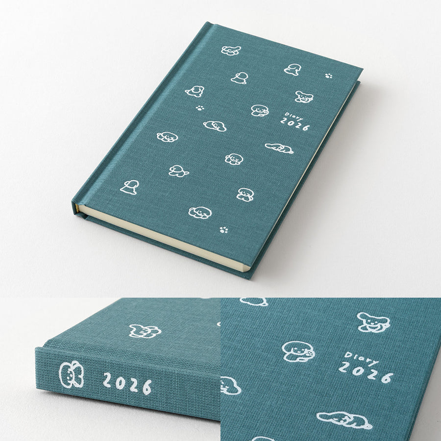 MIDORI - Book Style Kalender 2026 - B6 Variant Hund - Blau Grün