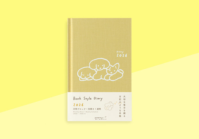 MIDORI - Book Style Kalender 2026 - B6 Variant Katze - Gelb