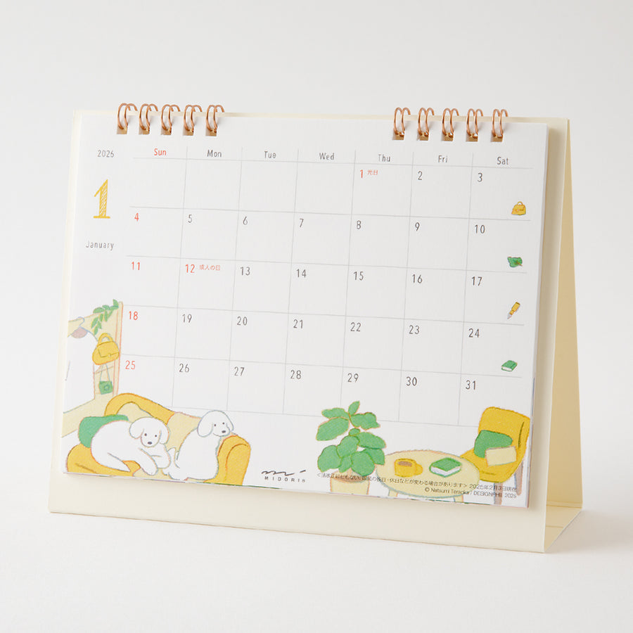 MIDORI - Ring Standing Calendar 2026 - Dog