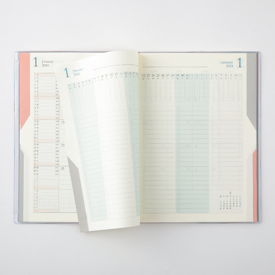 MIDORI - Double Schedule To Do 2024 - B6 Blau