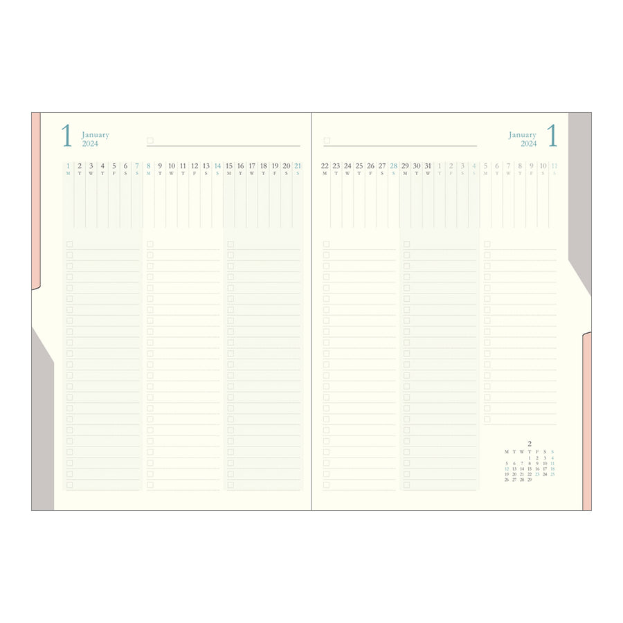 MIDORI - Double Schedule To Do 2024 - B6 Blau