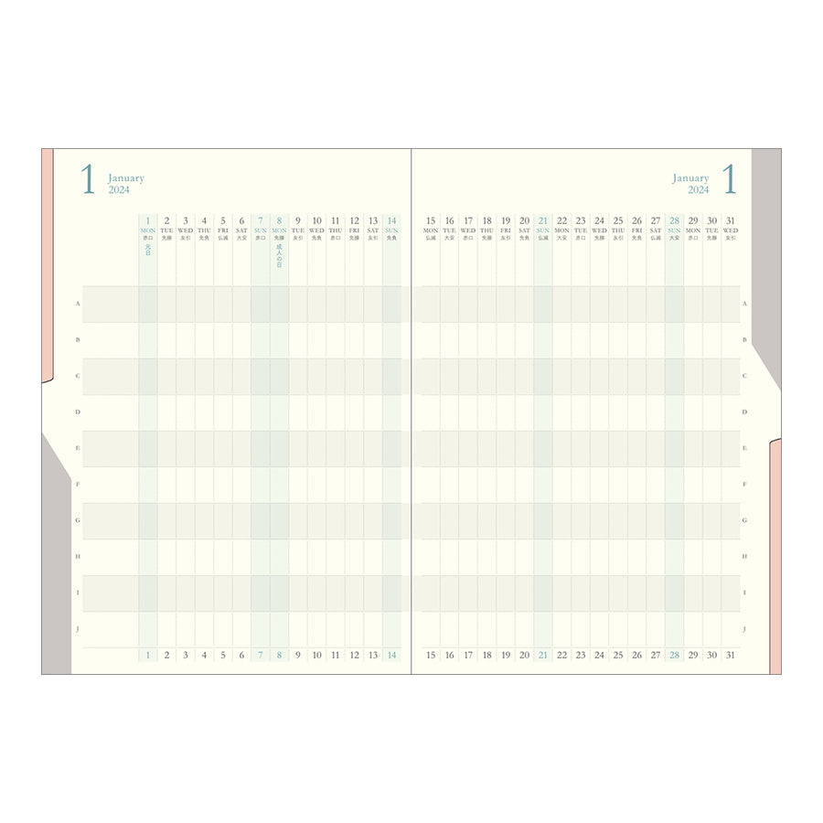 MIDORI - Double Schedule Progress 2024 - B6 hellrosa