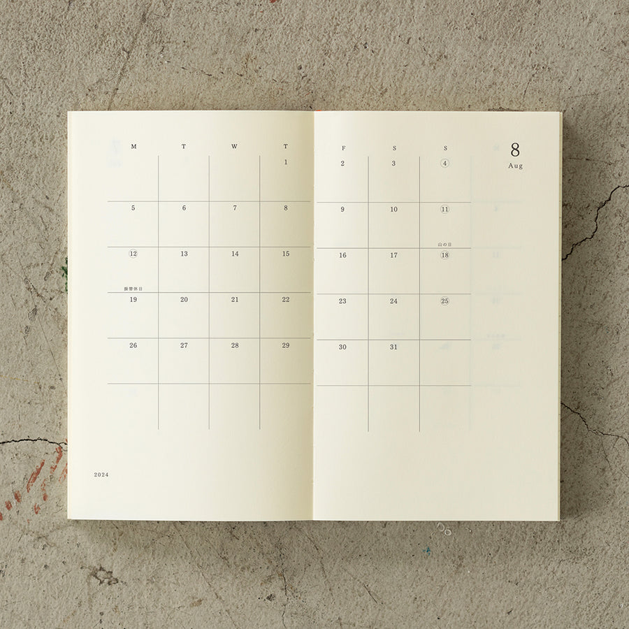 MIDORI - MD Notizbuch Kalender - B6 Slim 2024