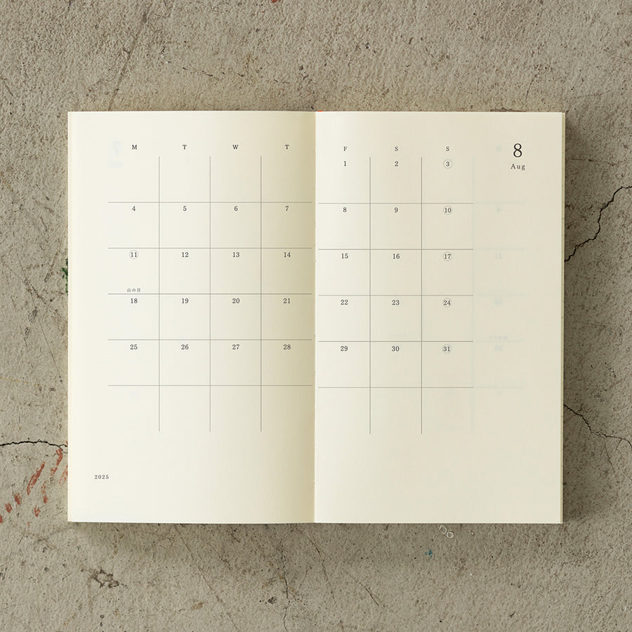 MIDORI - MD Notizbuch Kalender - B6 Slim 2025