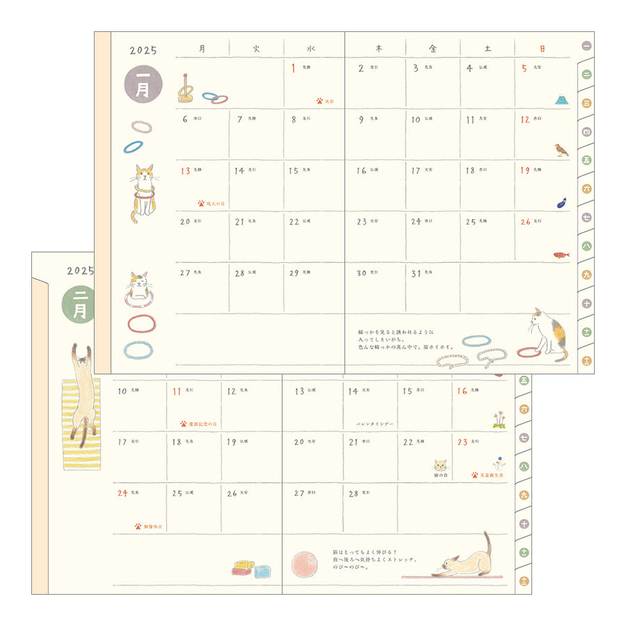 MIDORI - Pocket Diary 2025 - A6 Cat