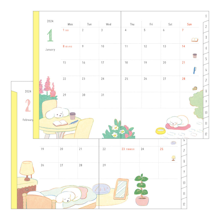 MIDORI - Taschenkalender B6 - Dog 2024