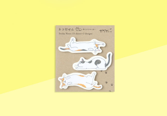 MIDORI - Sticker Sticky Notes - Stretching Cats