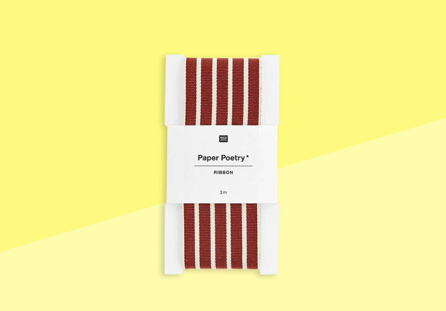 PAPER POETRY - Ribbon - Stripes dark red / off-white