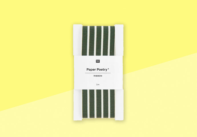 PAPER POETRY - Ribbon - Stripes green / off-white