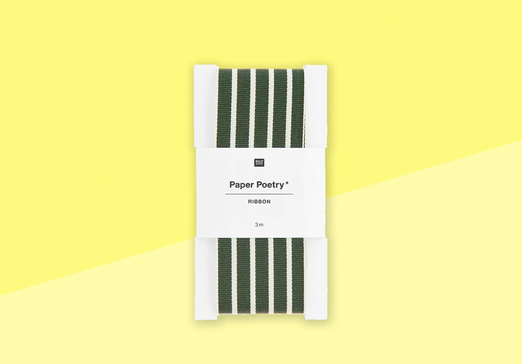PAPER POETRY – Band – Streifen Grün / Cremeweiß
