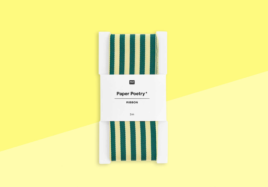 PAPER POETRY - Ribbon - Stripes green / yellow