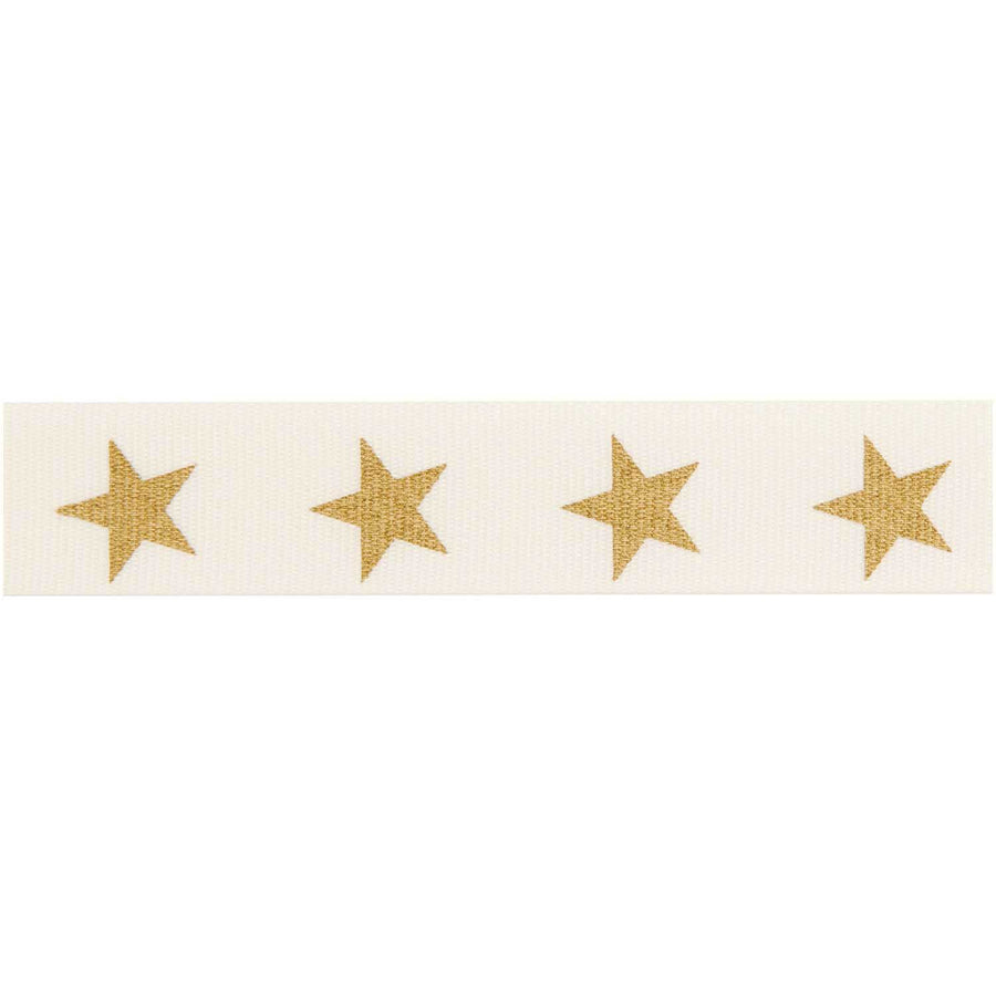 PAPER POETRY - Taffeta ribbon - gold stars / off white