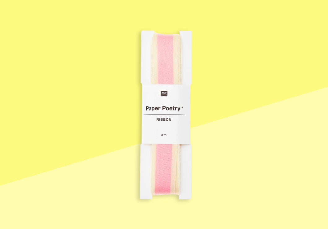 PAPER POETRY - Ribbon - Stripes Pink/Yellow