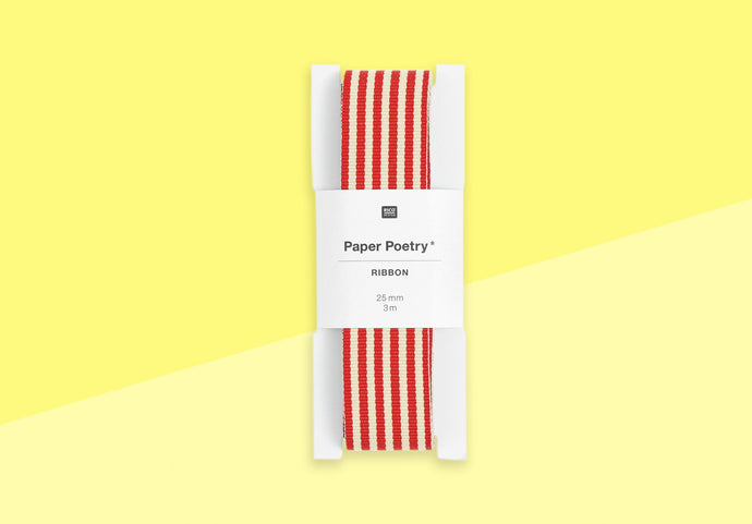PAPER POETRY - Ribbon - Red/Beige Stripes