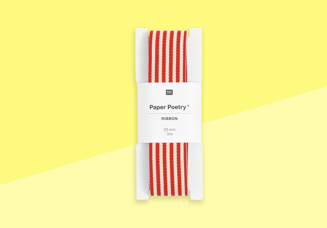PAPER POETRY - Ribbon - Red/Beige Stripes
