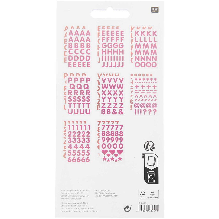 PAPER POETRY - Stickerblock Alphabet - Neonpink