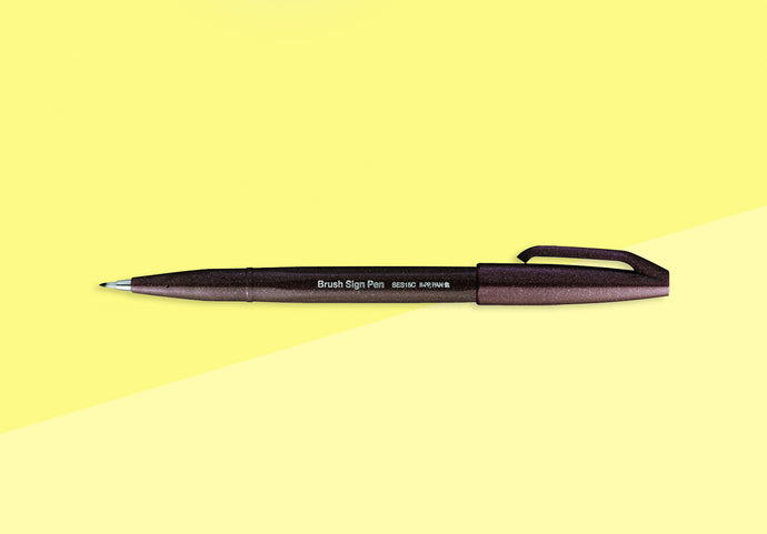 PENTEL - Touch Brush Sign Pen SES15 - Dark Brown