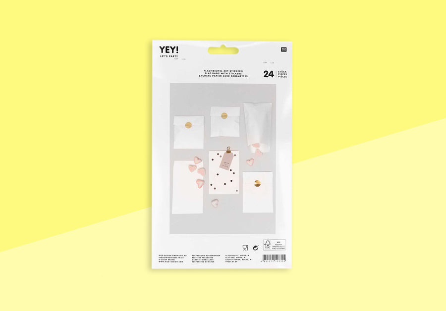 RICO - Flat Bags with Stickers - 24 pcs - Medium - White