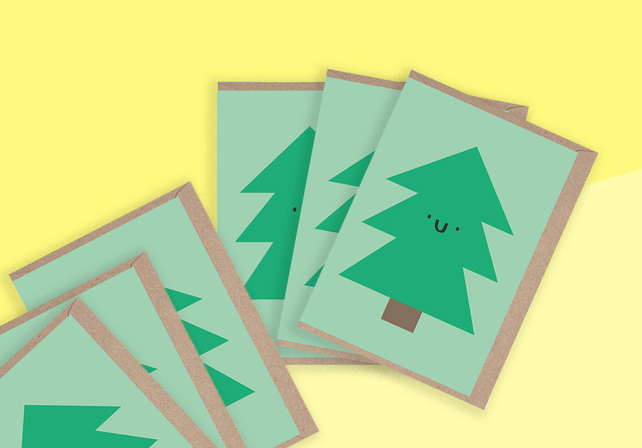 RUMBLE CARDS - Greeting card set (6) - Cute Christmas Tree