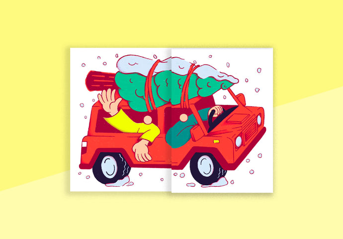 RAD & YELLOW - Accordion Card - Coming Home For Christmas