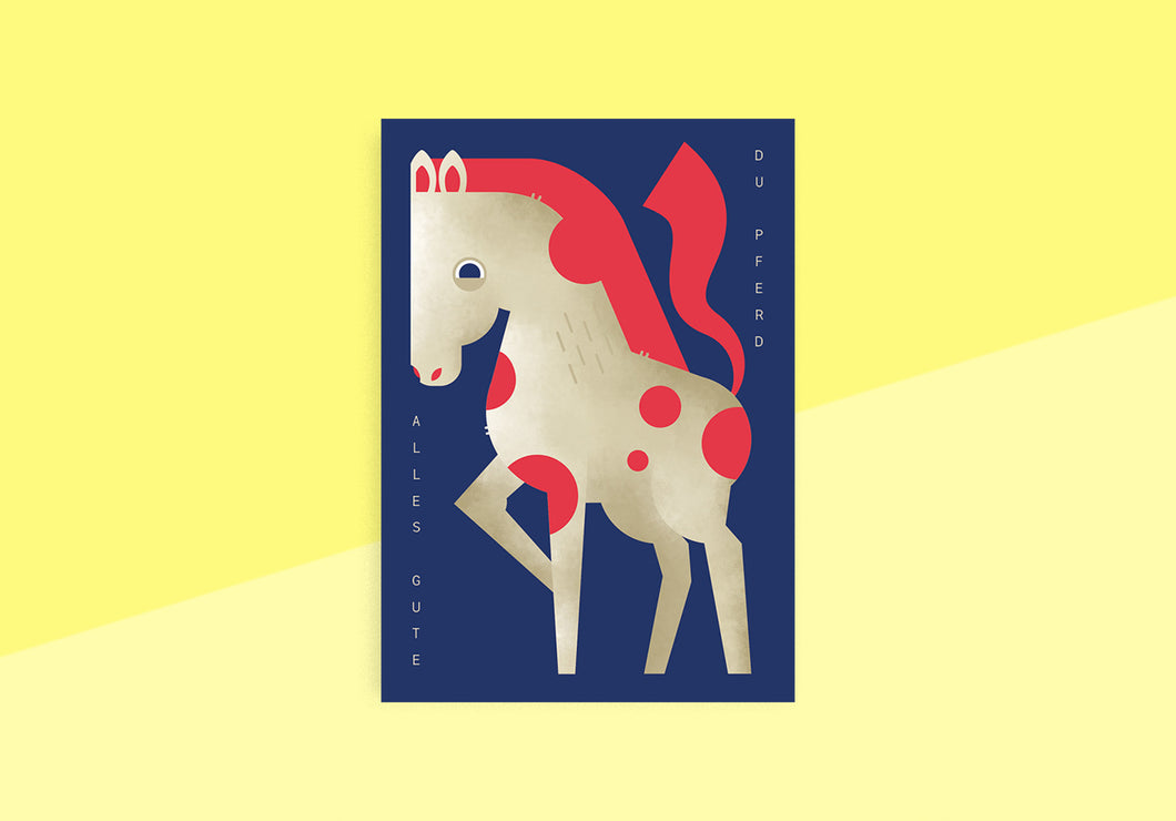 RAD & YELLOW - Greeting card - Birthday horse