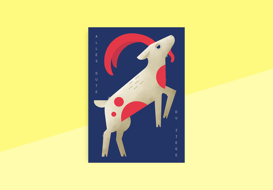 RAD & YELLOW - Greeting card - Birthday Goat