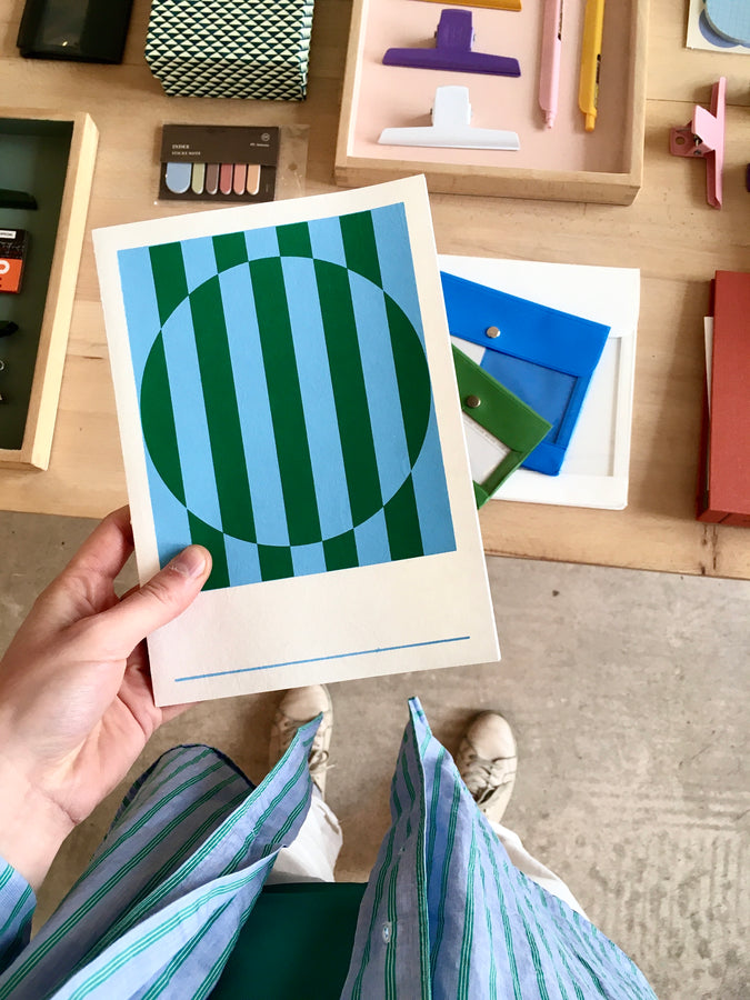 HANADURI - Hanji Book Stripe - A5 Plain - Water Green