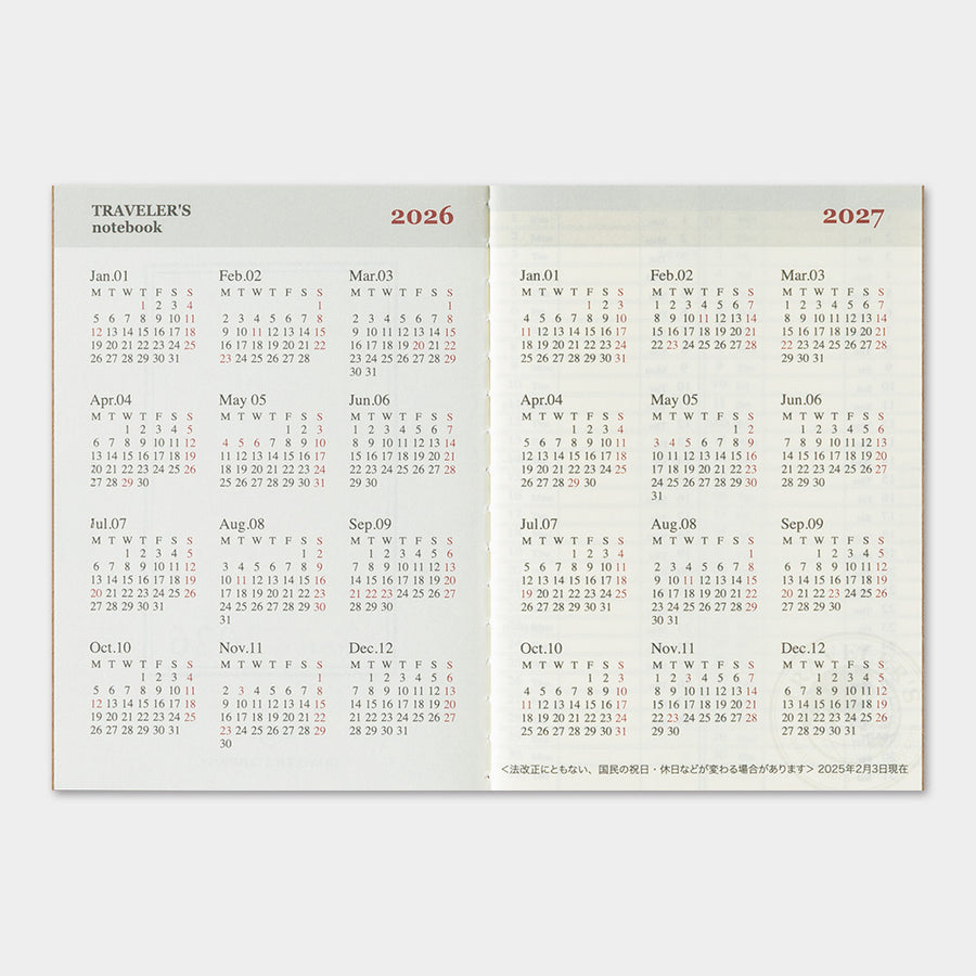 TRAVELER'S COMPANY - Traveler's Notebook Passport - 2026 weekly diary