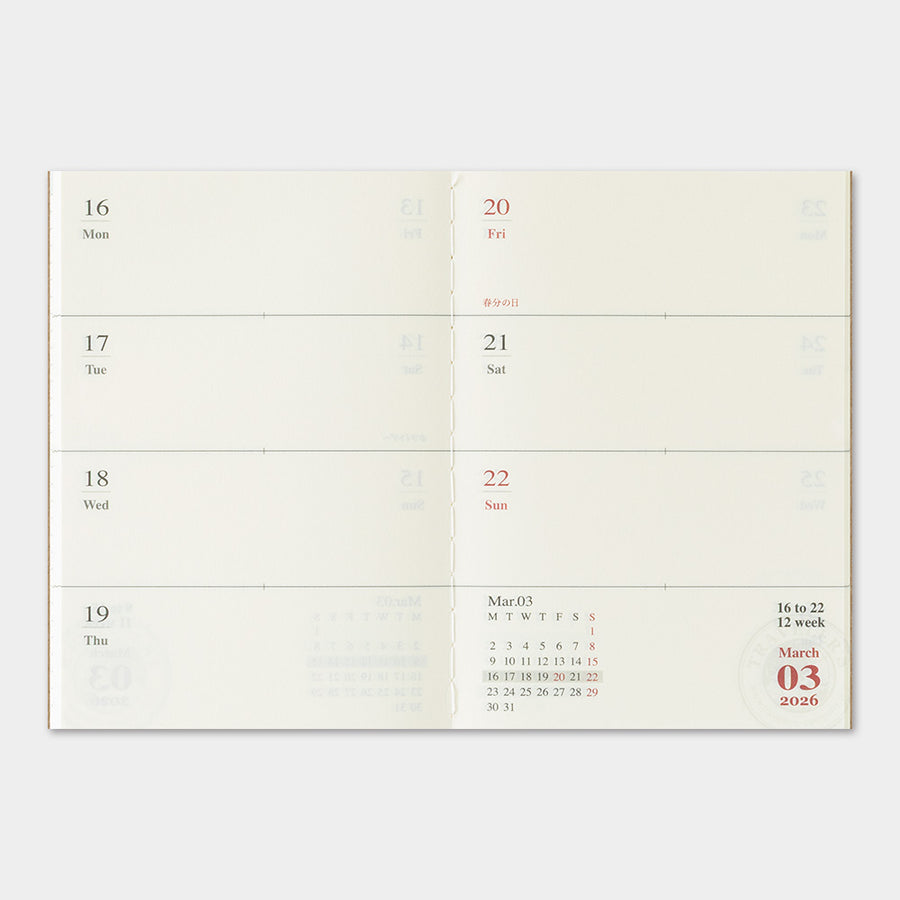 TRAVELER'S COMPANY - Traveler's Notebook Passport - 2026 weekly diary