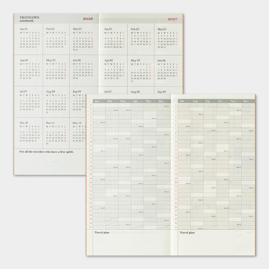 TRAVELER'S COMPANY - Traveler's Notebook Regular - 2026 monthly diary