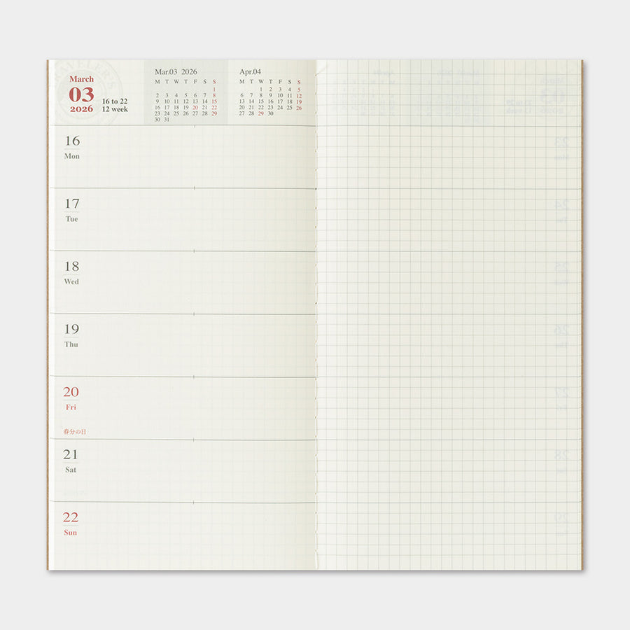 TRAVELER'S COMPANY - Traveler's Notebook Regular - 2026 weekly + memo diary