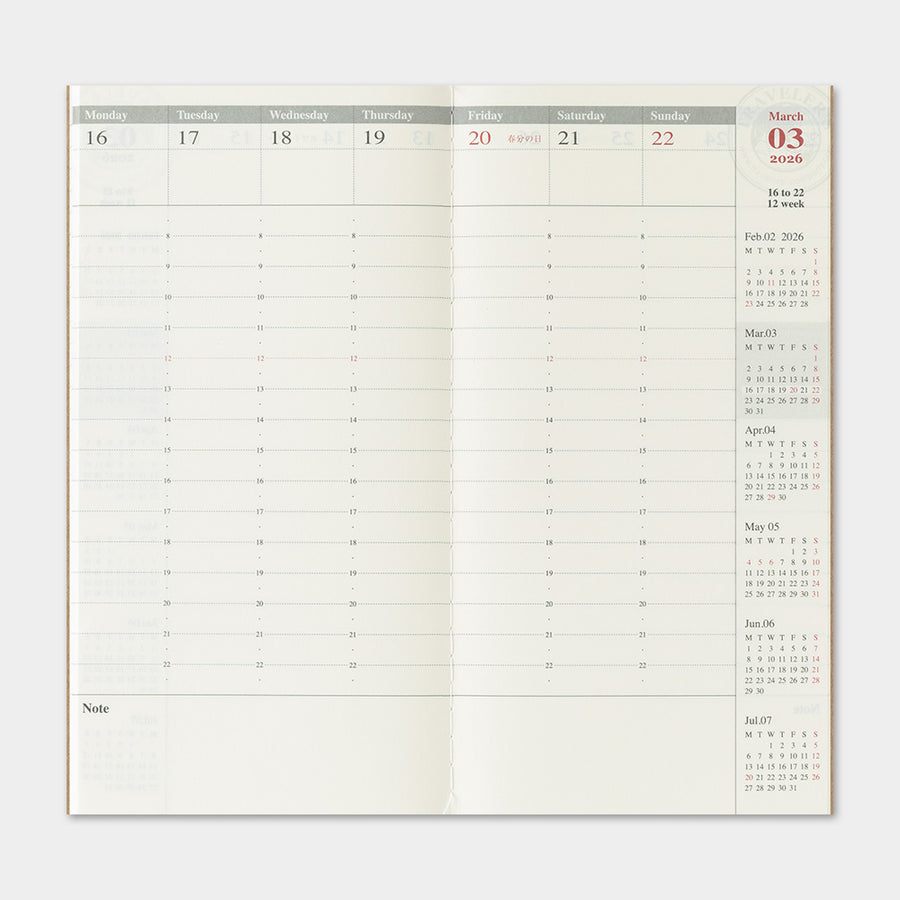 TRAVELER'S COMPANY - Traveler's Notebook Regular - 2026 weekly vertical diary