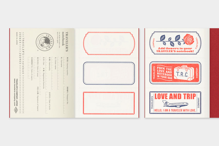 TRAVELER'S COMPANY – LOVE AND TRIP - Traveler's Notebook Passport Refill