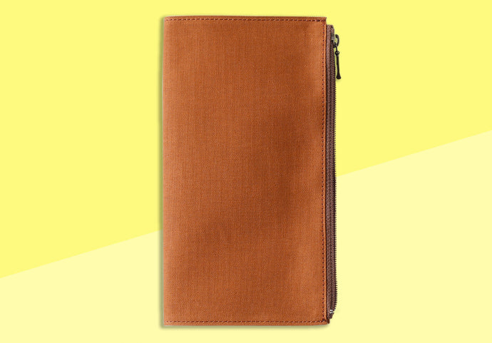 TRAVELER'S FACTORY - Notebook Cotton Zipper Case - Brown