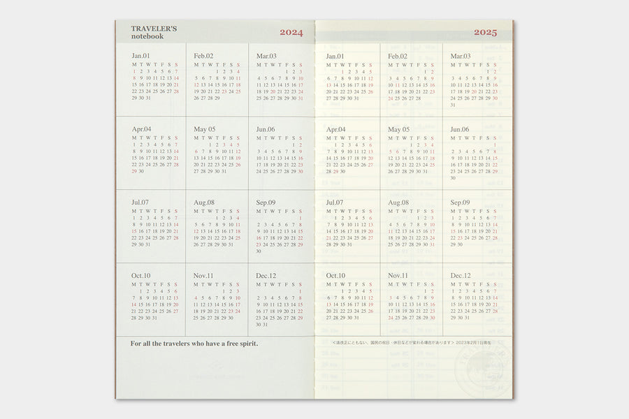 TRAVELER'S COMPANY - Traveler's Notebook Regular - 2024 weekly + memo diary