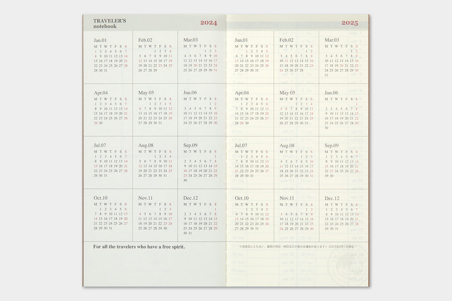 TRAVELER'S COMPANY - Traveler's Notebook Regular - 2024 Wochenplaner + Memo Tagebuch