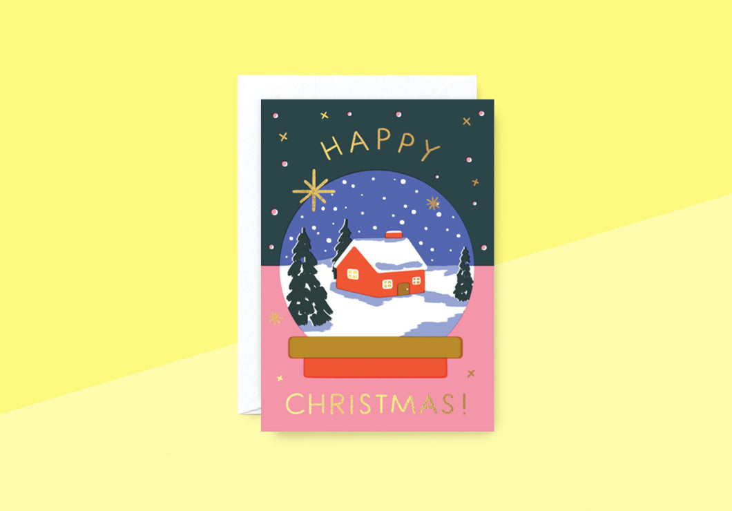 WRAP - Grußkarte - Happy Christmas Schneekugel