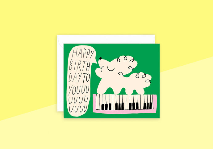 WRAP - Greeting card - Happy Birthday To You Dog & Keyboard