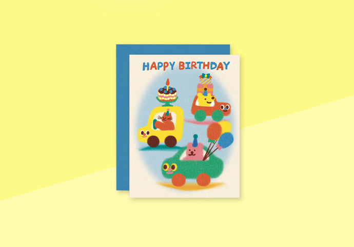 WRAP - Greeting card - Happy Birthday Cars