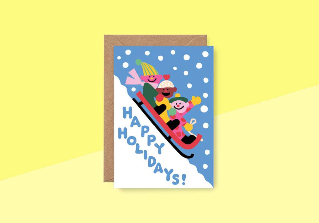 WRAP - Greeting card - Happy Holidays Sledge