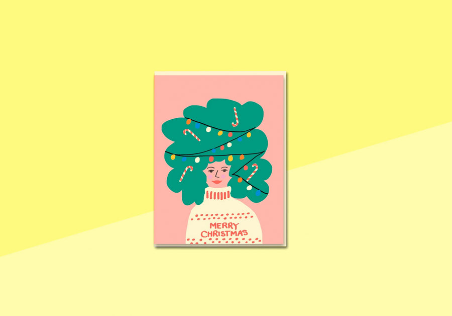 EMMA COOTER - Grußkarte - Christmas Hair Girl