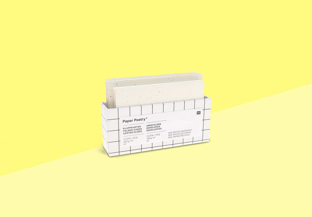 PAPER POETRY - Cards & Envelopes Set - Recycled paper ivory A7/C7