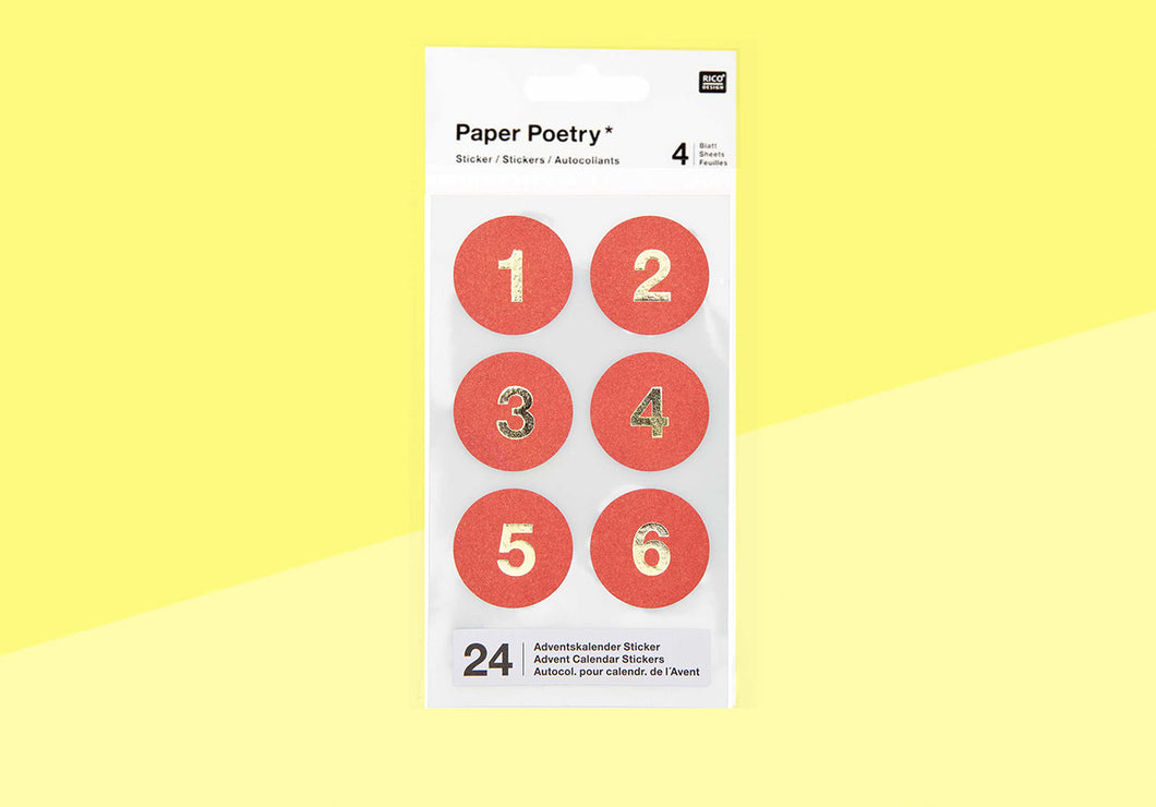 PAPER POETRY - Advent-Aufkleber - rot