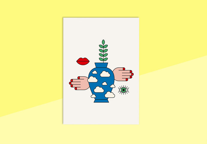 RED FRIES - Grußkarte - Flamingo-Blumen