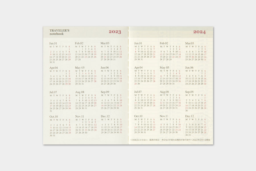 TRAVELER'S COMPANY - Traveler's Notebook Passport - 2023 weekly diary - 2nd Half